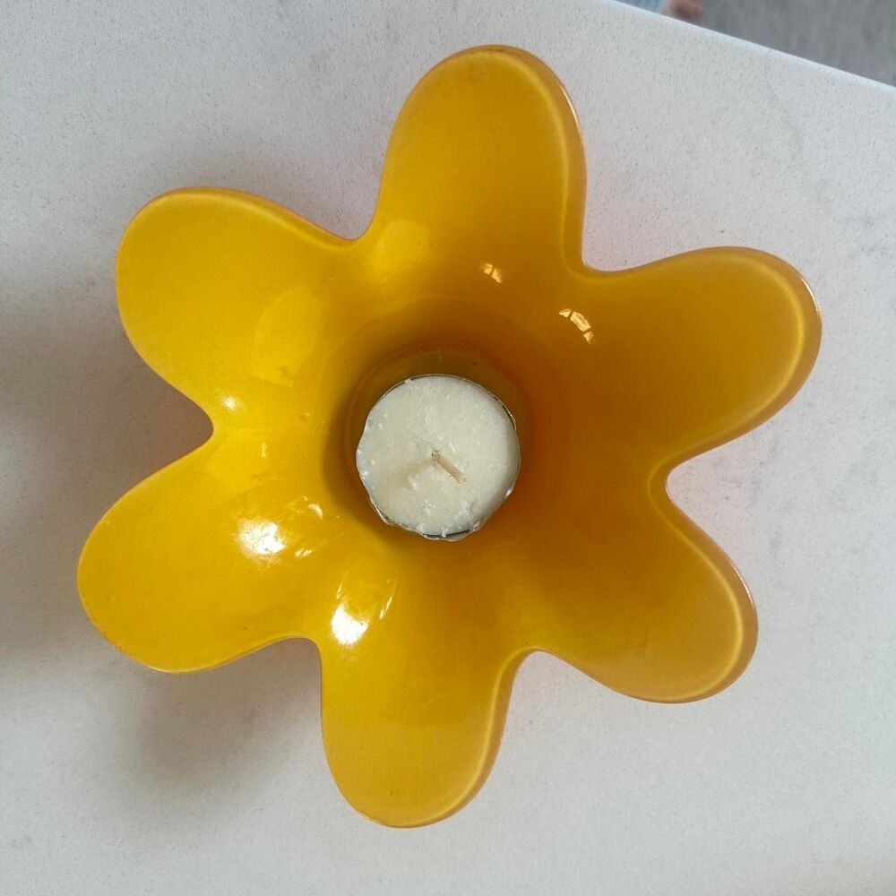 Yellow and Orange Flower Power Tea candle Holder